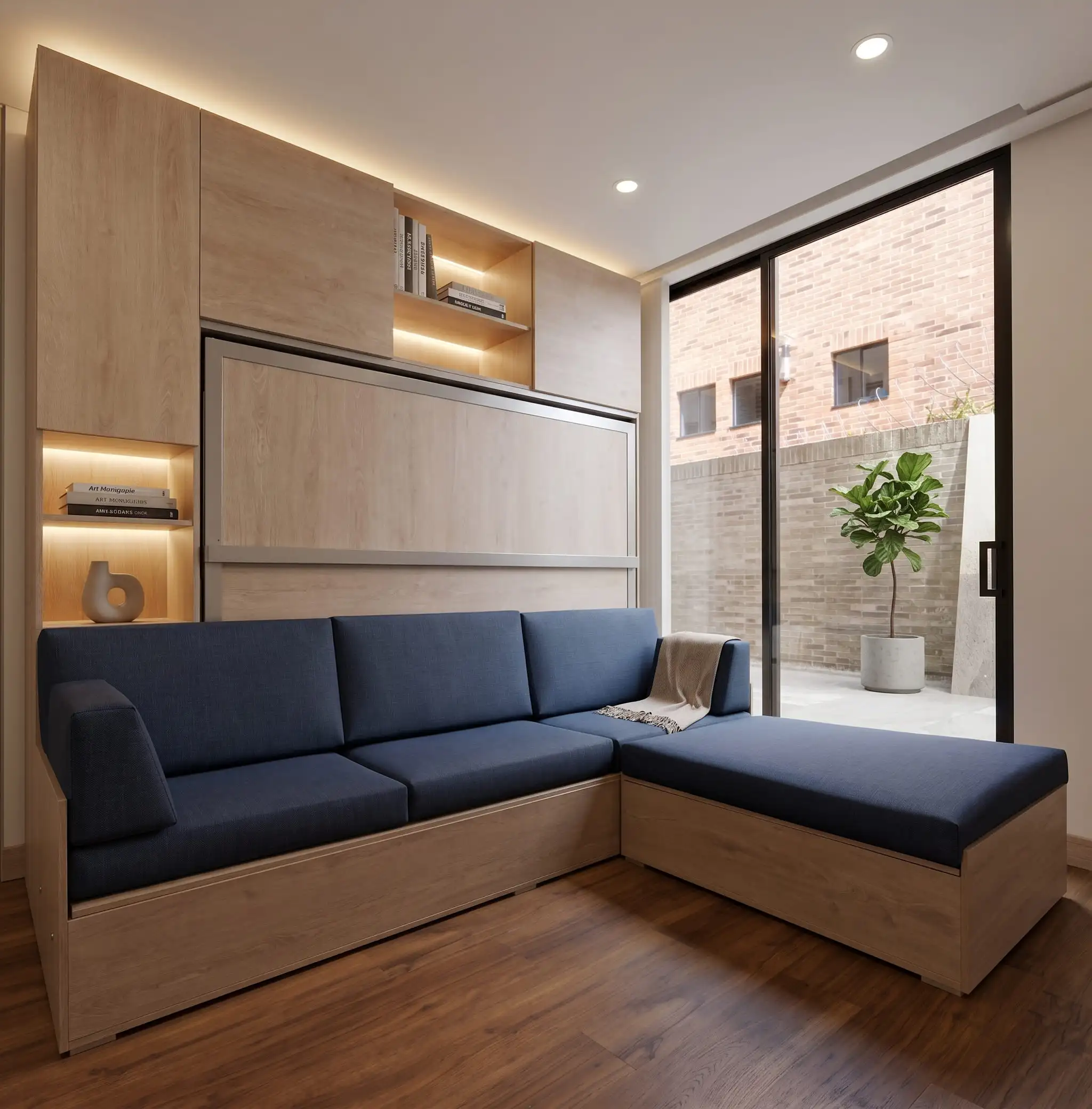 Comparativa técnica de proyección de espacio entre cama abatible vertical y horizontal ABAUL.