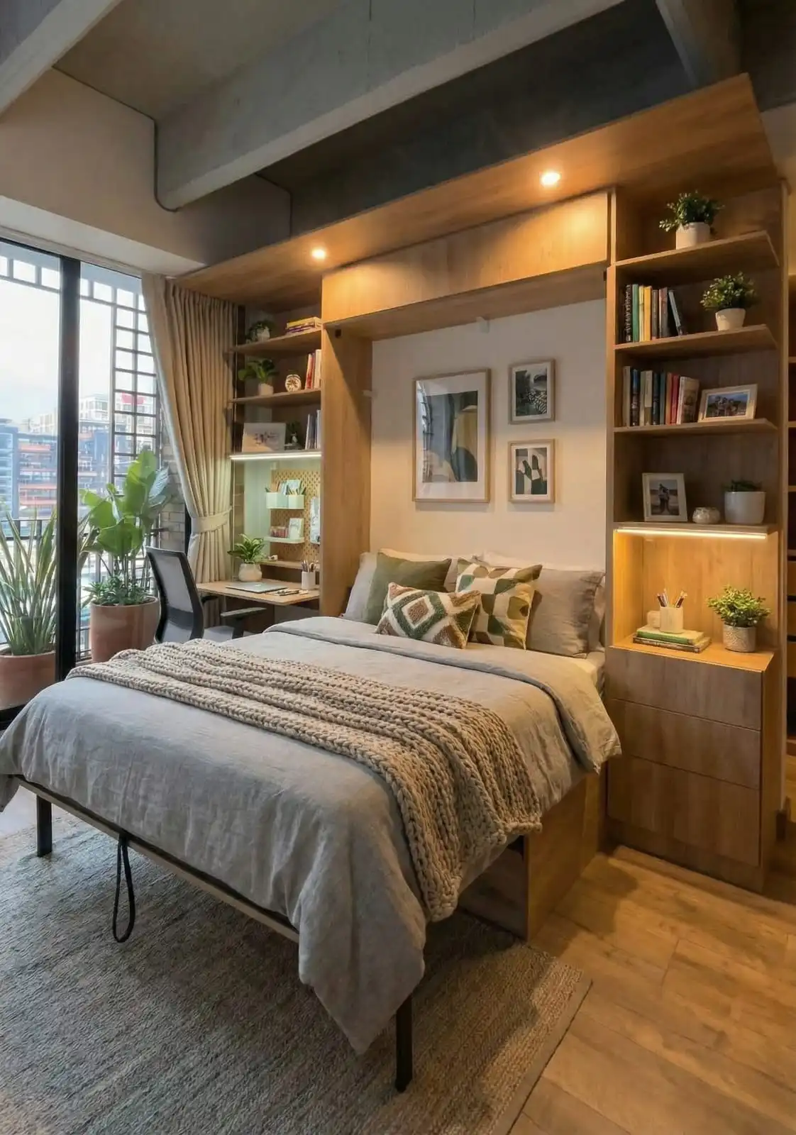 Comparativa técnica de proyección de espacio entre cama abatible vertical y horizontal ABAUL.
