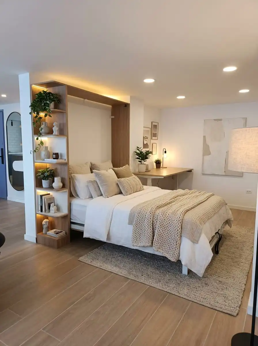 Comparativa técnica de proyección de espacio entre cama abatible vertical y horizontal ABAUL.