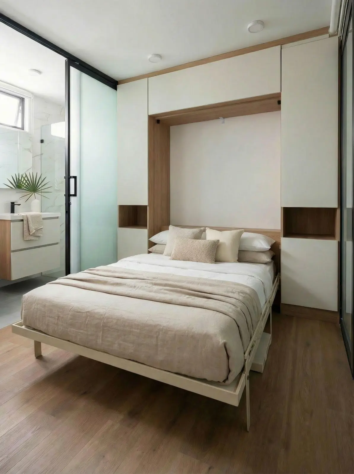Comparativa técnica de proyección de espacio entre cama abatible vertical y horizontal ABAUL.